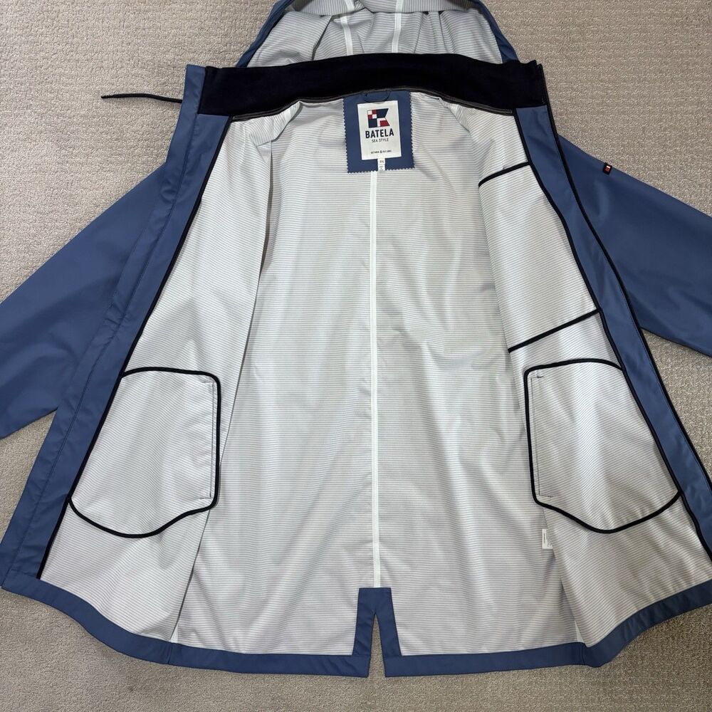 Batela Sea Style Hooded Rain Coat Full Zip Jacket Adult XXL Coastal Waterproof - Picture 3 of 9